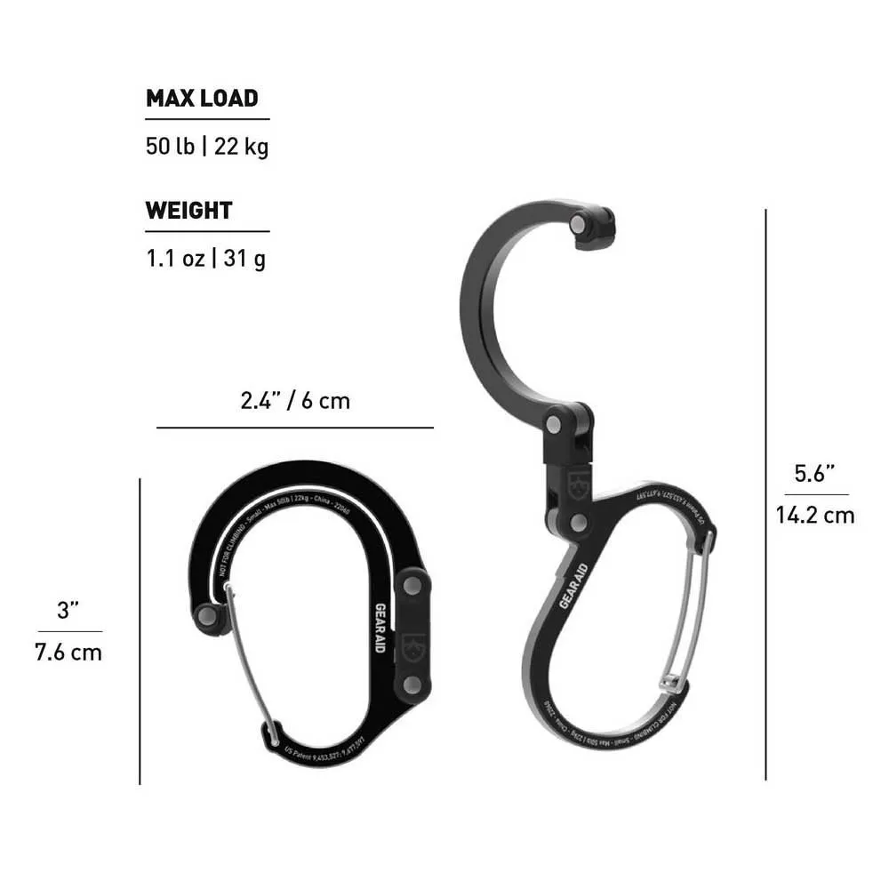 GEAR AID Heroclip® Small Clip Karabin, Stealth black, One Size GEAR AID Heroclip® Small Clip Karabin, Stealth black, One Size