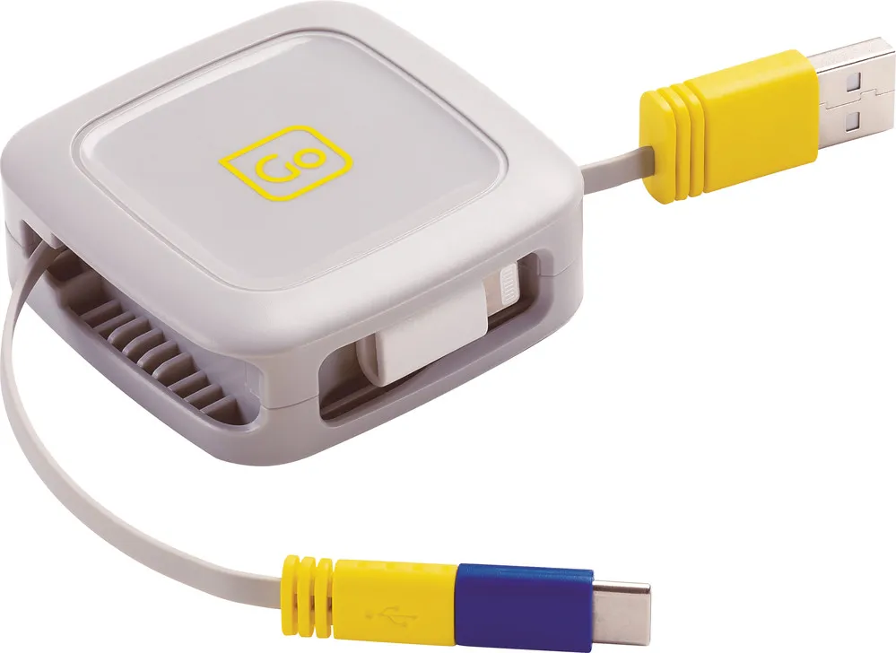 Go Travel 3 In 1 Retractable Connector Cable, White, One Size