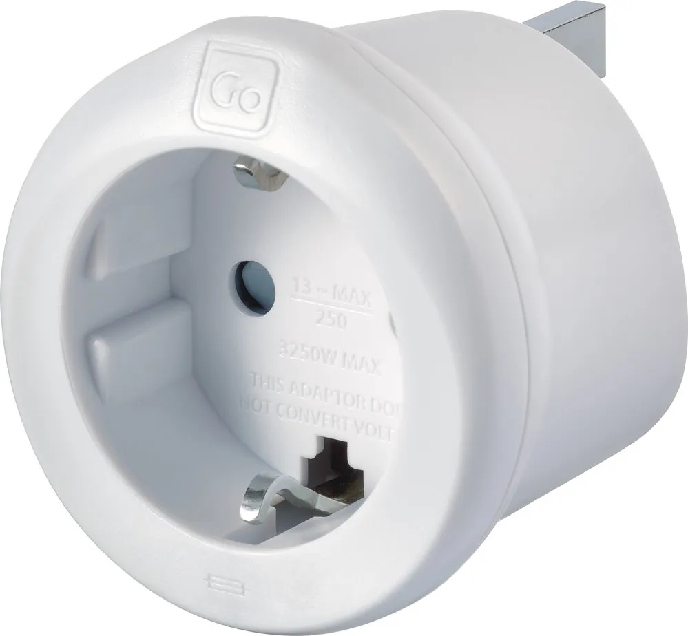 Go Travel EU-UK Adaptor, White, One Size