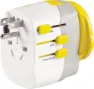 Go Travel Worldwide Adaptor + Twin USB-A, Yellow, One Size