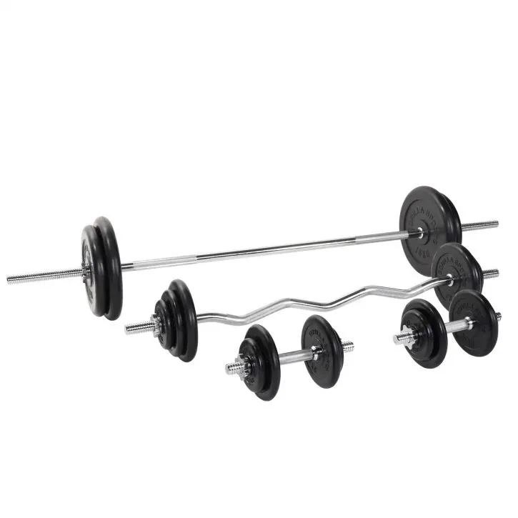 Gorilla Barbell Curl bar Dumbbells Gummi - 108kg, Vektstangsett gummibelagt