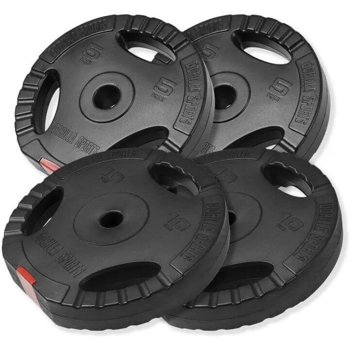 Gorilla Vektskiver PRO Trigrip - 2x5kg 2x10kg, Vektpakke gummibelagt