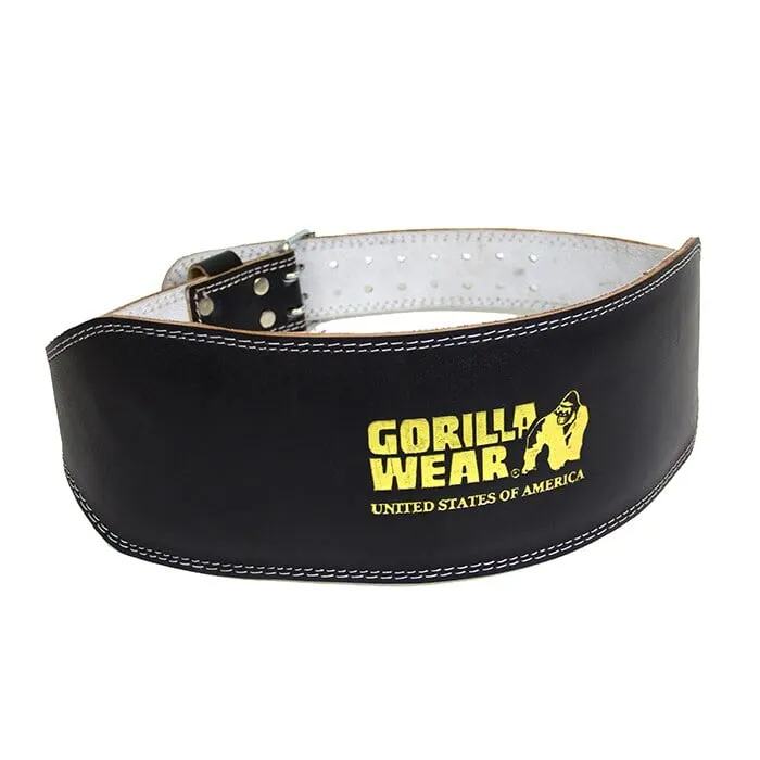 Gorilla Wear 6 Inch polstret Løftebelte Lær, Svart/guld, L/XL