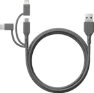 GP Essential Cable 3-in-1 USB-A To MicroUSB +USB-C + Lightning 1m, Grey, One Size