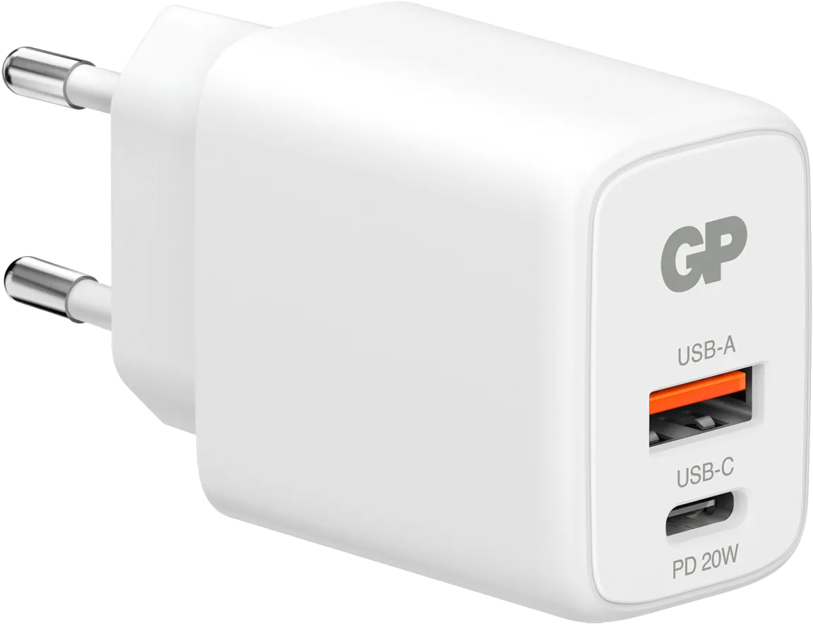 GP Wallcharger WM2B PD USB-A + USB-C, White, One Size