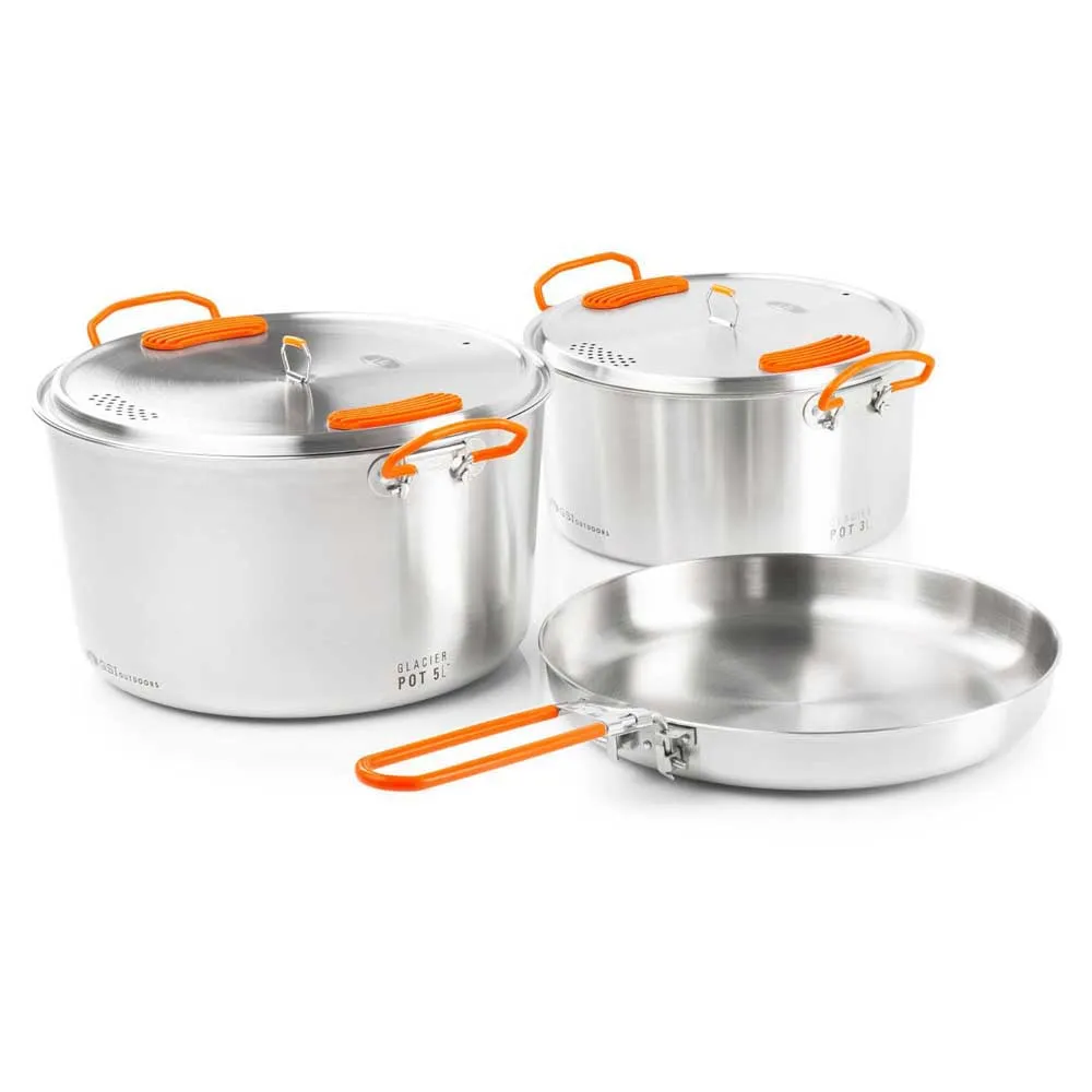 GSI Glacier Base Camper Large Kjøkkensett I Rustfritt Stål, Silver, One Size GSI Glacier Base Camper Large Kjøkkensett I Rustfritt Stål, Silver, One Size
