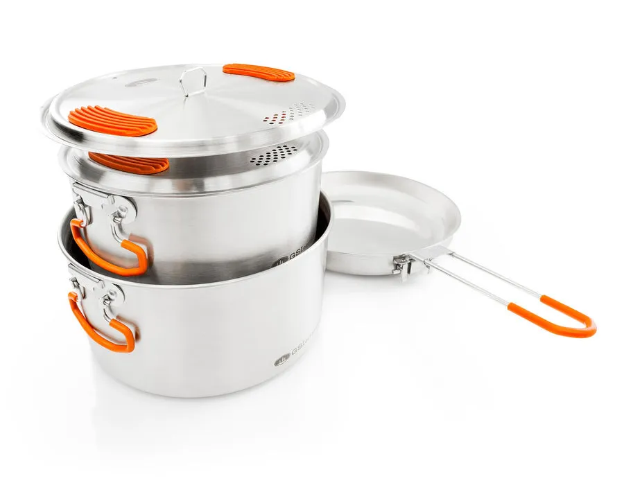 GSI Glacier Base Camper Medium Kjøkkensett I Rustfritt Stål, Silver, One Size