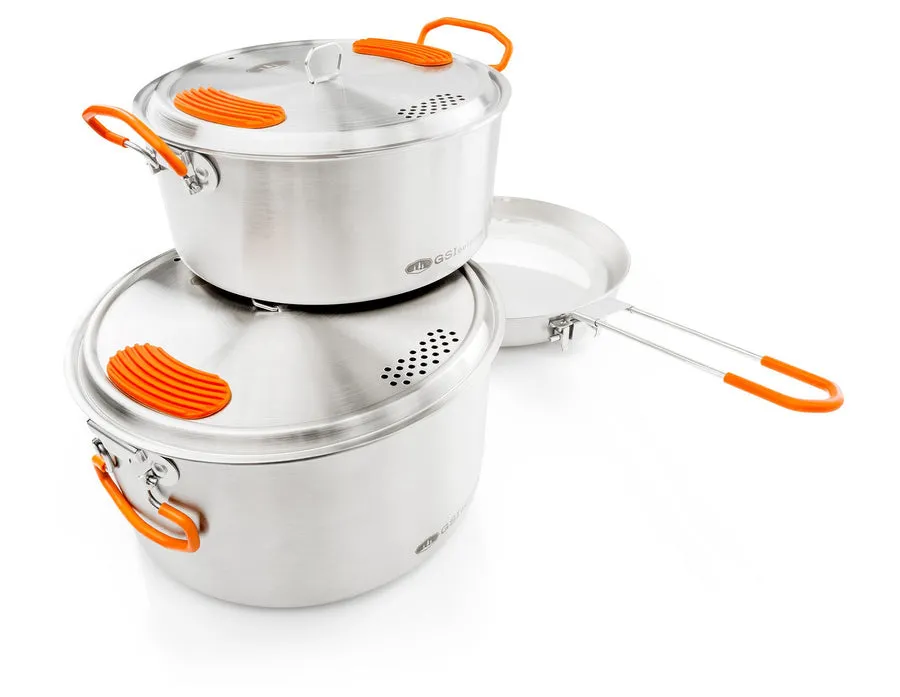 GSI Glacier Base Camper Medium Kjøkkensett I Rustfritt Stål, Silver, One Size