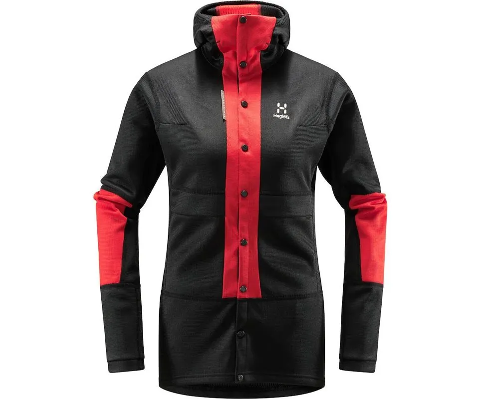 Haglöfs L.I.M ZT Sync 1 Mid Hooded Jacket Women, True black/zenith red