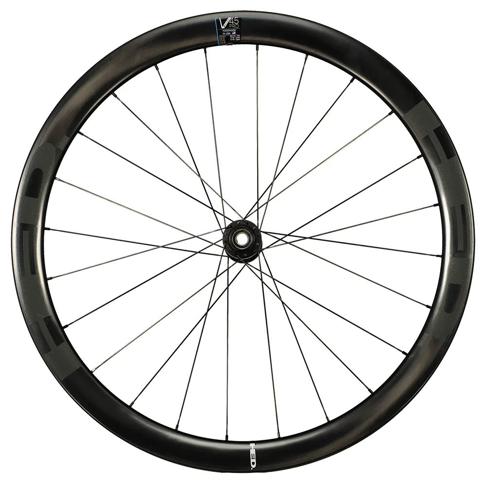 HED Vanquish Rc45 Pro Cl Disc Tubeless Forhjul For Landeveissykkel, Black, 12 x 100mm HED Vanquish Rc45 Pro Cl Disc Tubeless Forhjul For Landeveissykkel, Black, 12 x 100mm