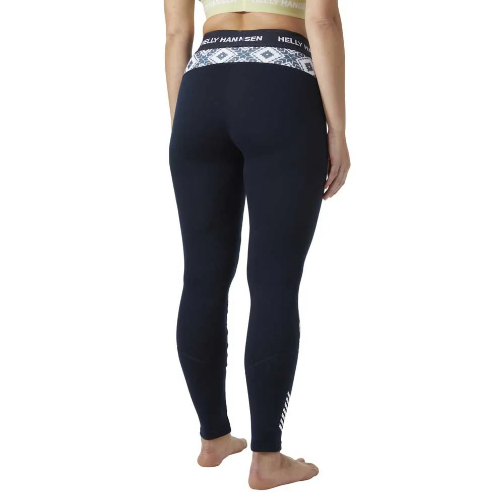 Helly Hansen Lifa Merino Midweight Graphic Baselagbukser, Navy star pixel