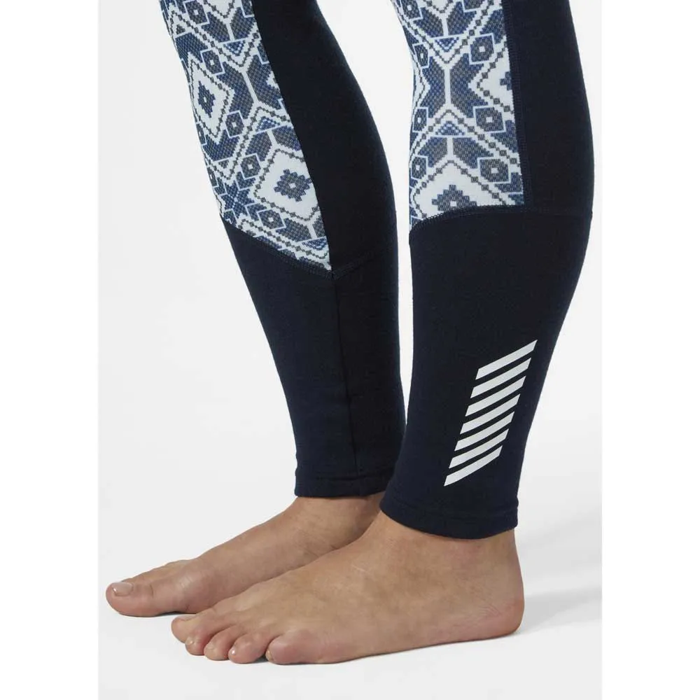 Helly Hansen Lifa Merino Midweight Graphic Baselagbukser, Navy star pixel