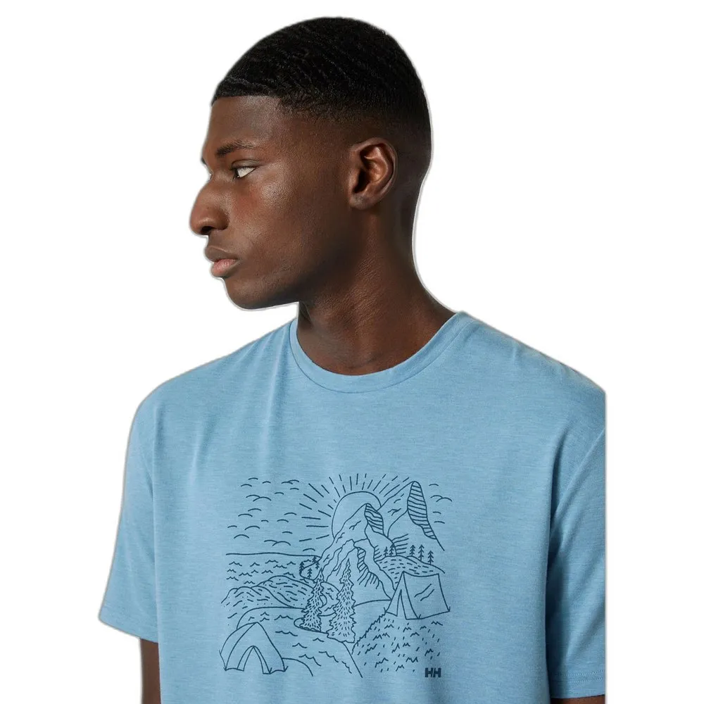 Helly Hansen Skog Recycled Graphic Kortarmet T-skjorte, Blue fog melange