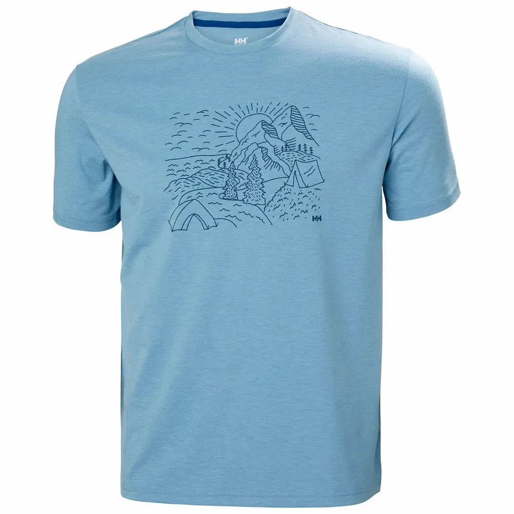 Helly Hansen Skog Recycled Graphic Kortarmet T-skjorte, Blue fog melange