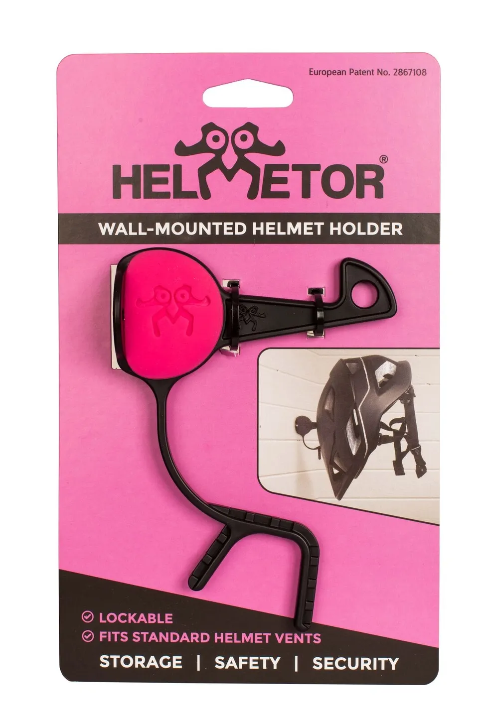 Helmetor Hjelm Veggfeste, Rosa Helmetor Hjelm Veggfeste, Rosa
