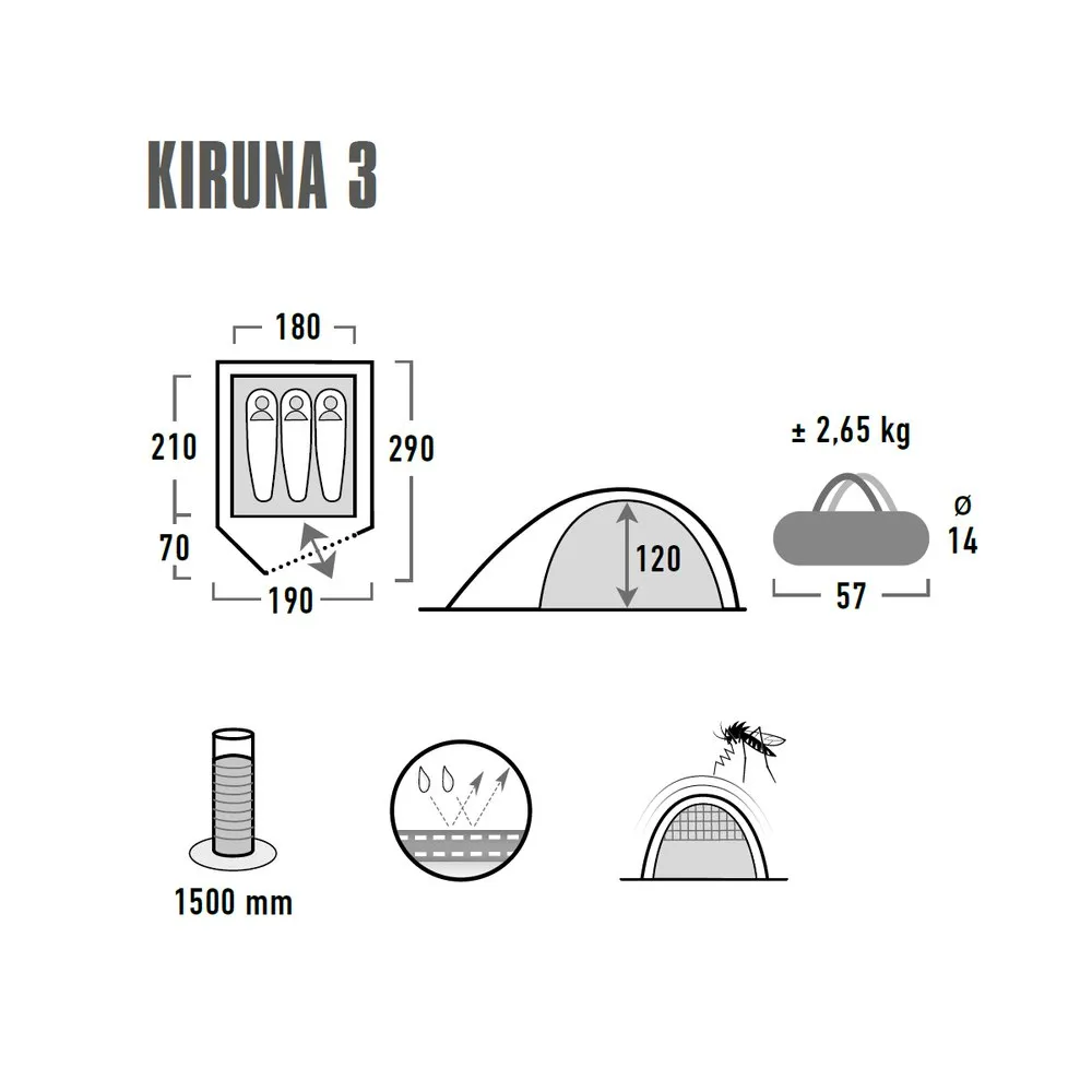High Peak Kiruna 3 Telt, Blue / grey, 3 Steder High Peak Kiruna 3 Telt, Blue / grey, 3 Steder