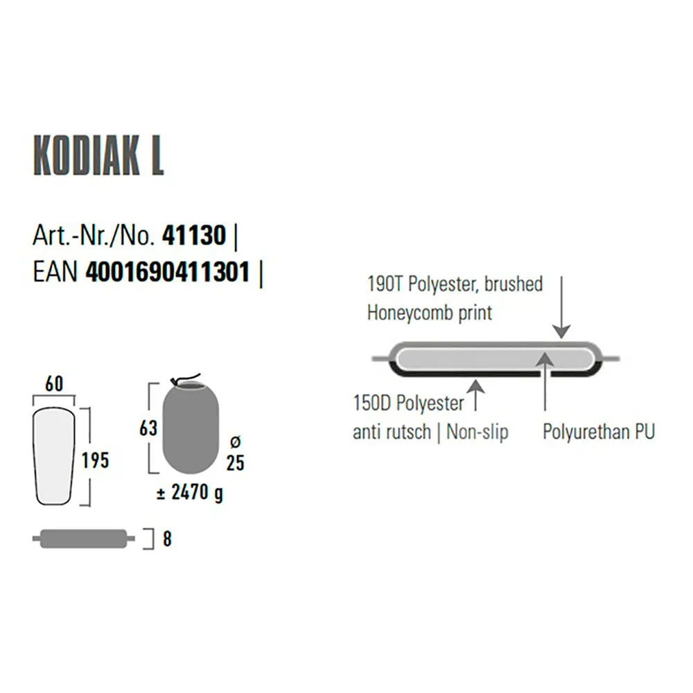 High Peak Kodiak L Oppblåsbar Matte, Black
