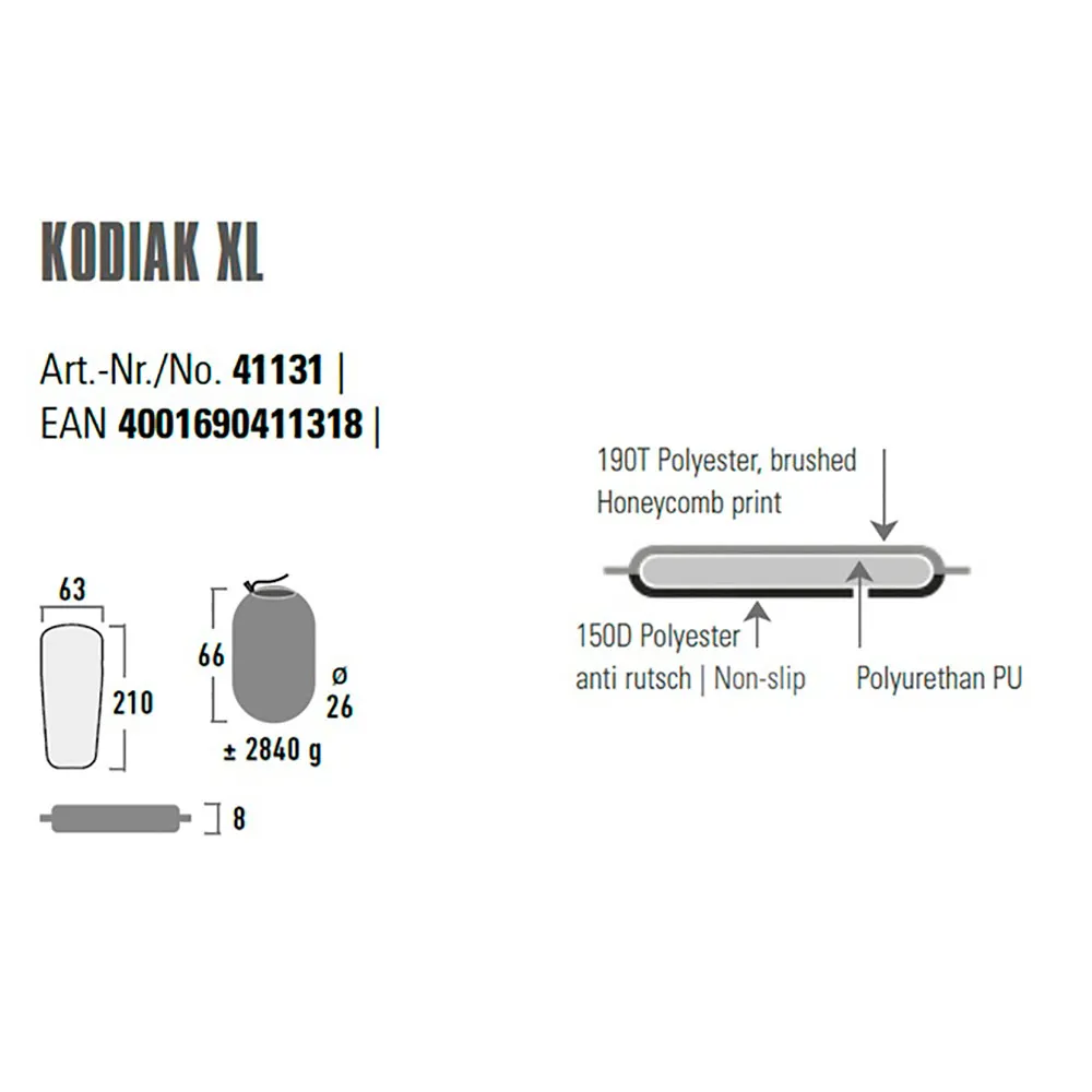 High Peak Kodiak Xl Oppblåsbar Matte, Black