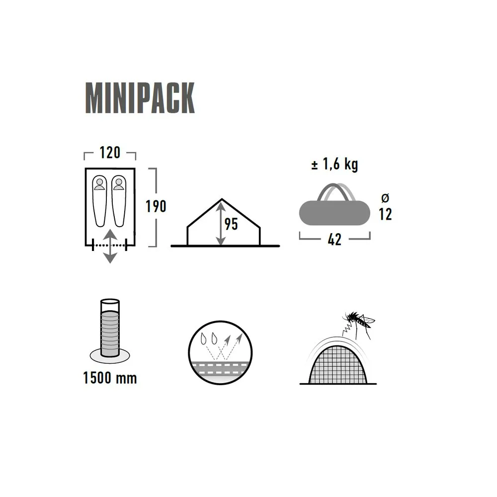 High Peak Minipack Telt, Blue, 2 Steder
