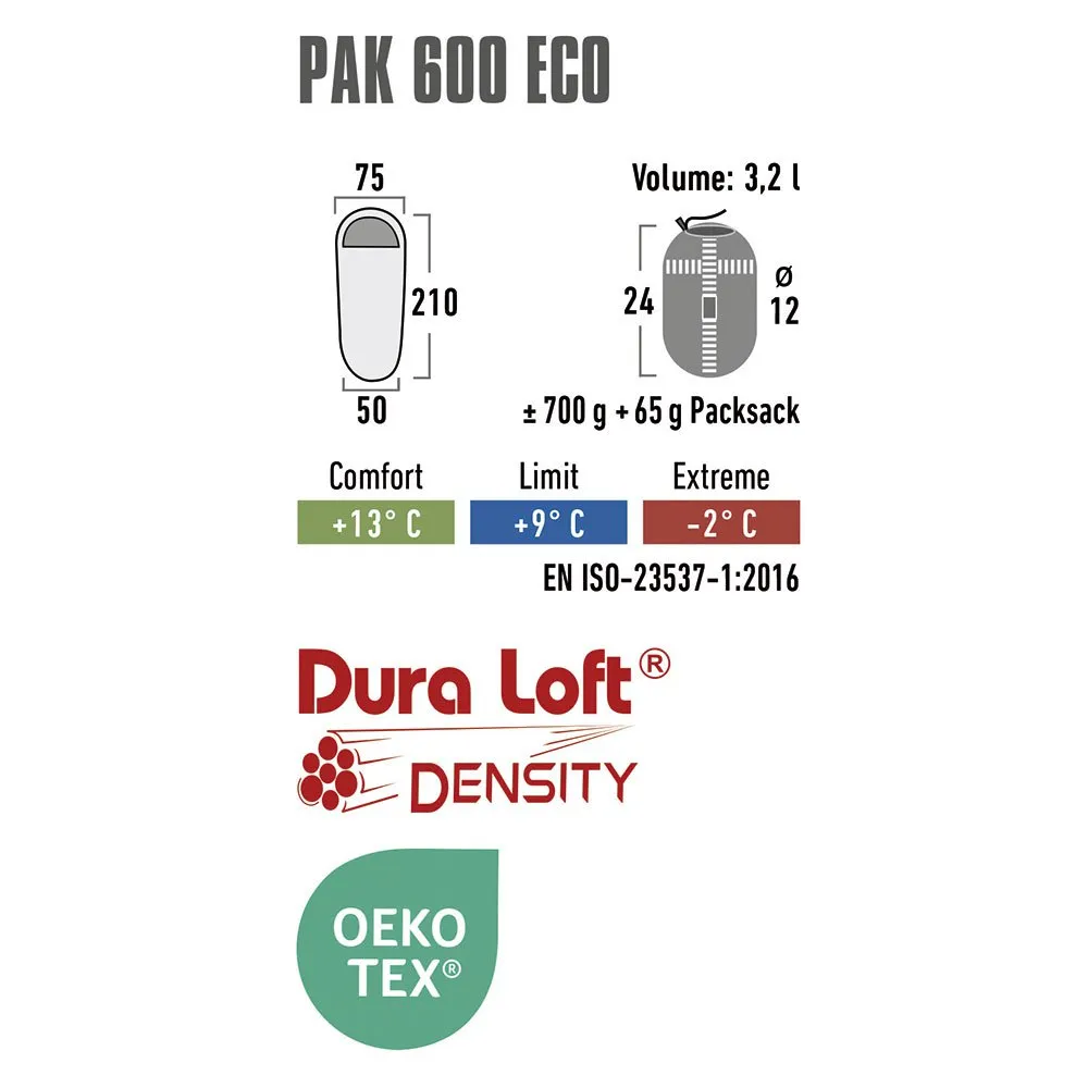 High Peak Pak 600 Eco Sovepose, Green / red, Left