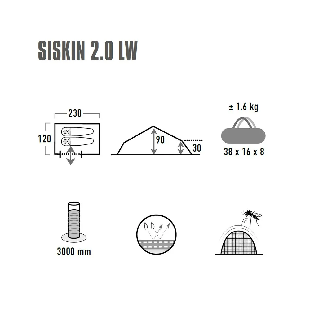 High Peak Siskin 2.0 Lw Telt, Pesto / red, 2 Steder High Peak Siskin 2.0 Lw Telt, Pesto / red, 2 Steder