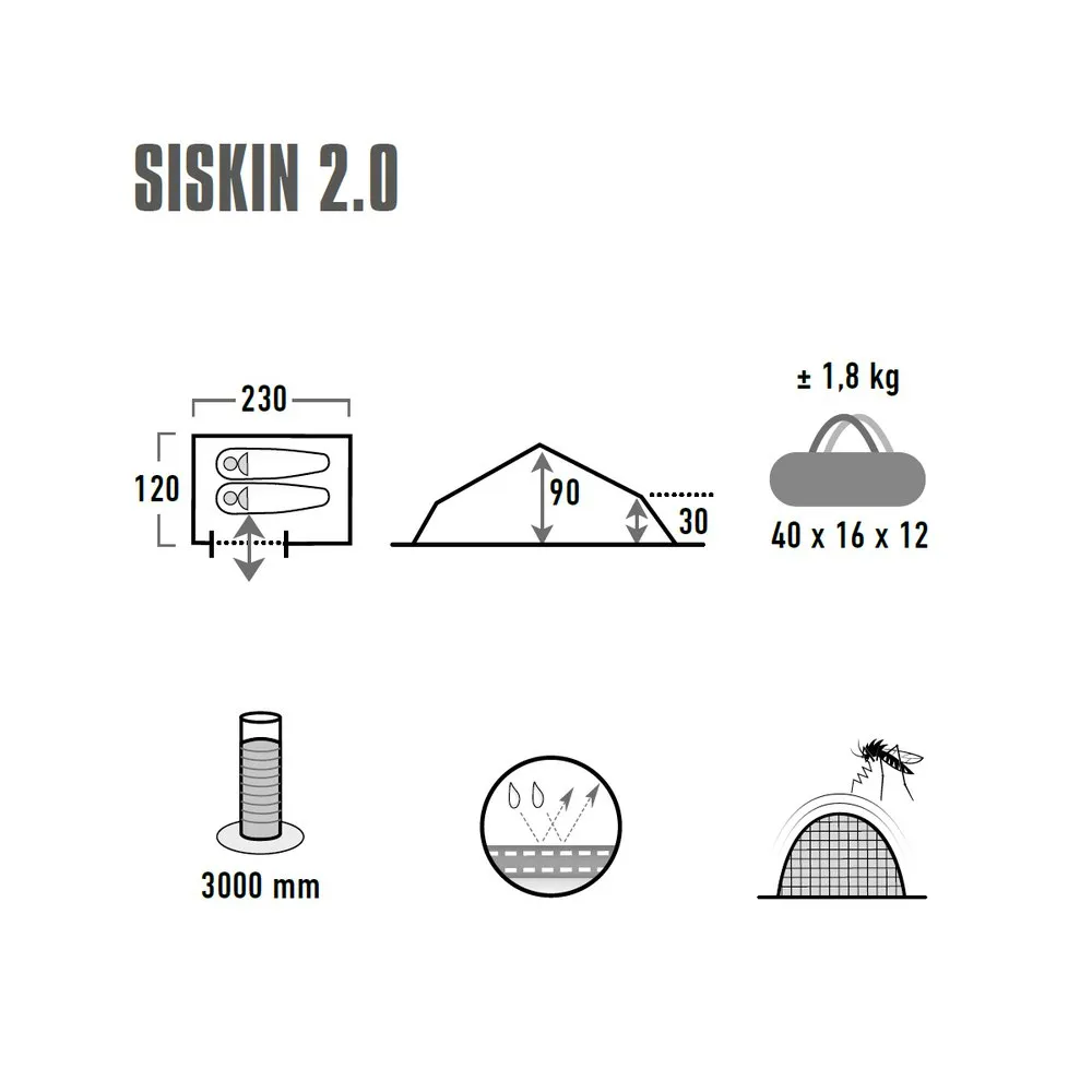 High Peak Siskin 2.0 Telt, Pesto / red, 2 Steder