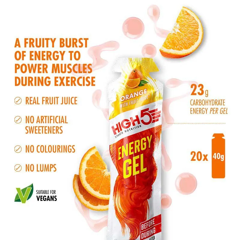 High5 Boks Med Energigeler 40g 20 Enheter
