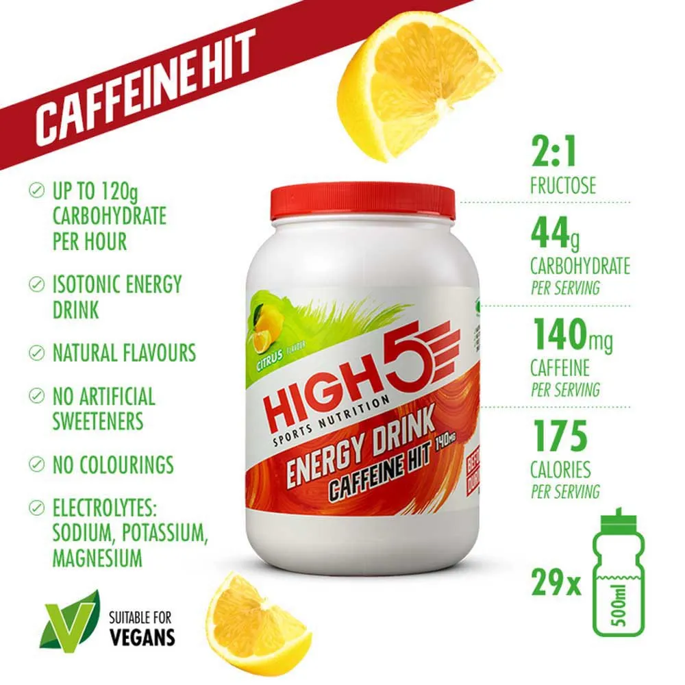 High5 Caff Hit 140mg Energidrikkpulver Sitrus 1.4kg, White / red, One Size