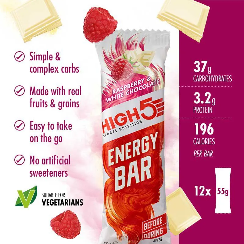 High5 Energibar Boks Bær 55g 12 Enheter, White / red, One Size High5 Energibar Boks Bær 55g 12 Enheter, White / red, One Size