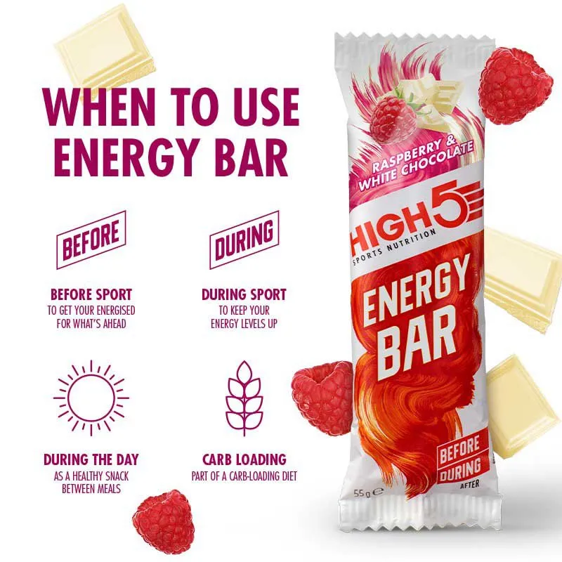 High5 Energibar Boks Bær 55g 12 Enheter, White / red, One Size High5 Energibar Boks Bær 55g 12 Enheter, White / red, One Size