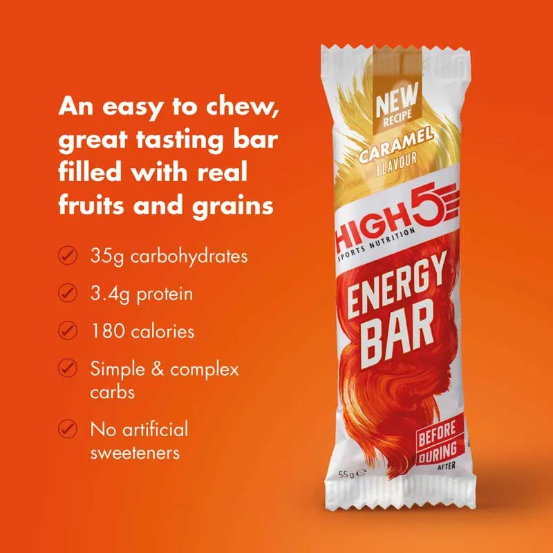 High5 Energibar Boks Karamell 55g 12 Enheter, White / red, One Size High5 Energibar Boks Karamell 55g 12 Enheter, White / red, One Size