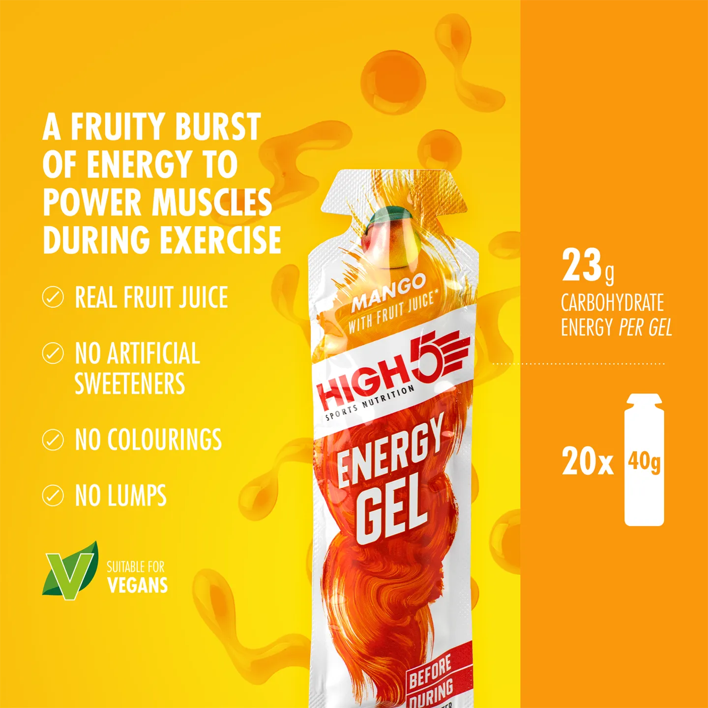 High5 EnergyGel Mango Energigel 20 stk High5 EnergyGel Mango Energigel 20 stk