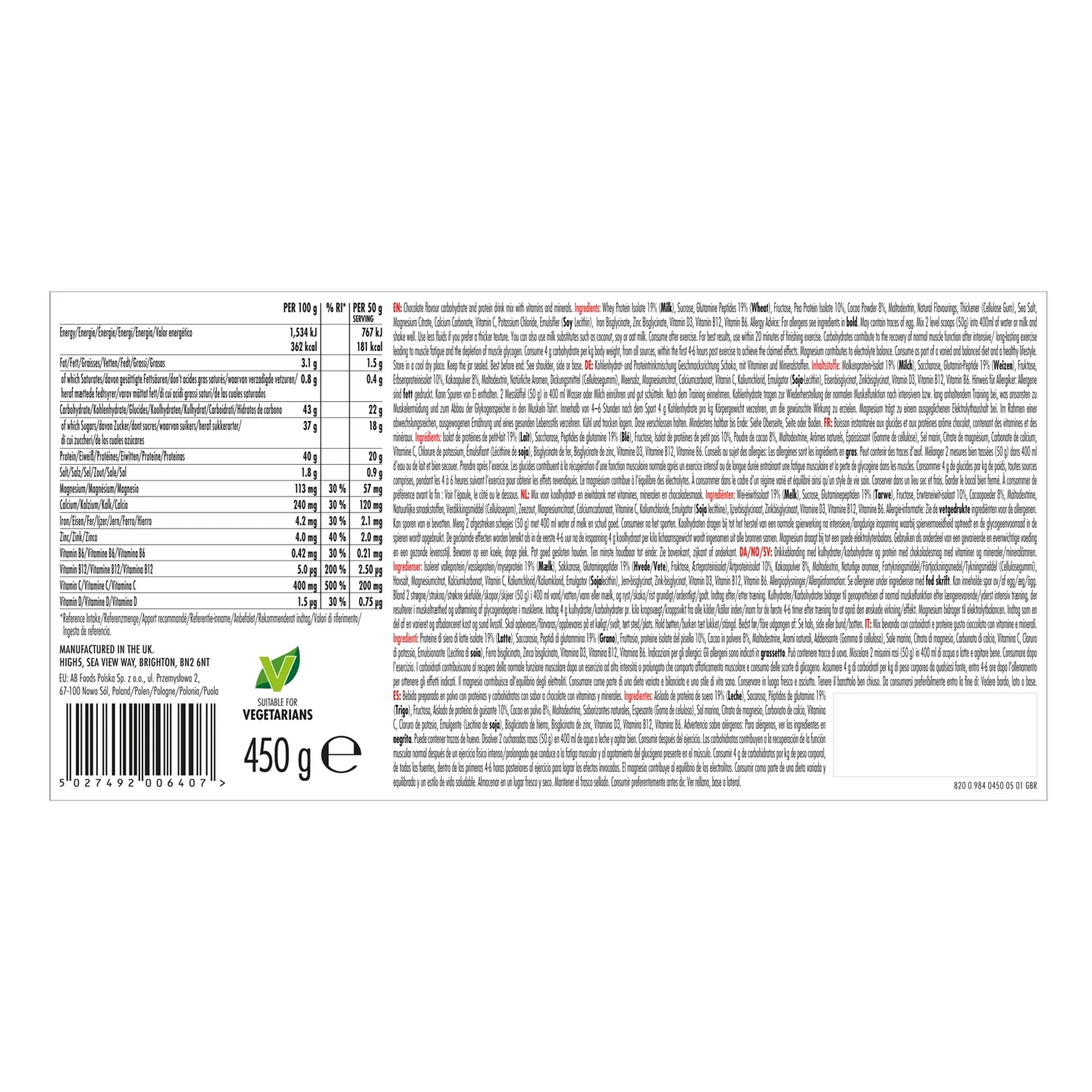 High5 Recovery Drink Proteinpulver