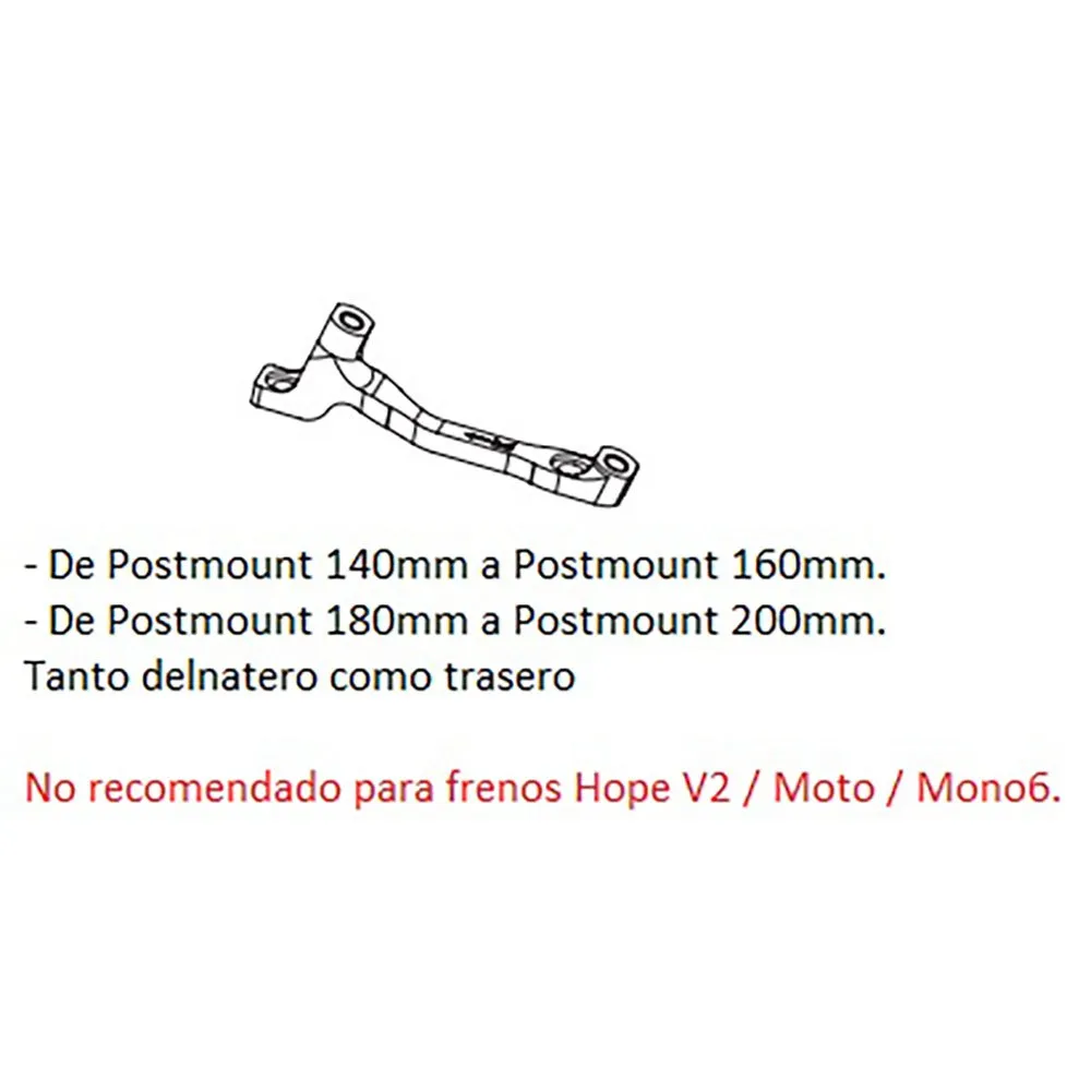 Hope K Postmount Skivebremsekaliperadapter, Black, 140-160mm / 180-200mm Hope K Postmount Skivebremsekaliperadapter, Black, 140-160mm / 180-200mm