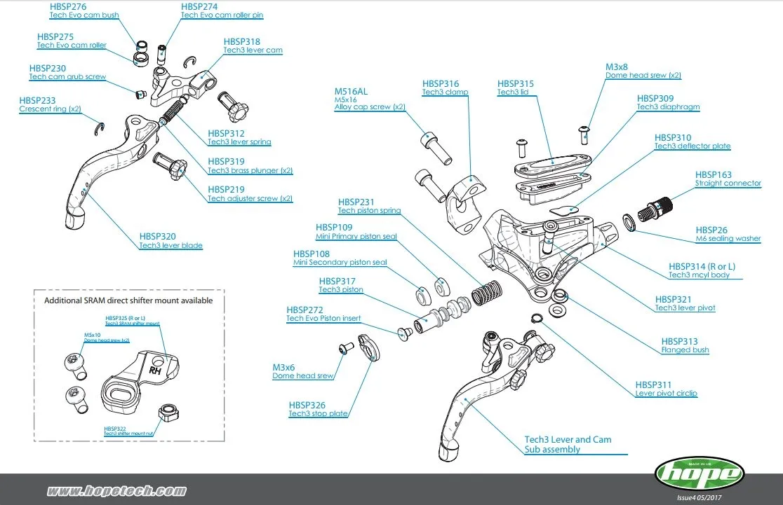 Hope Tech 3 Master Cylinder Pakning