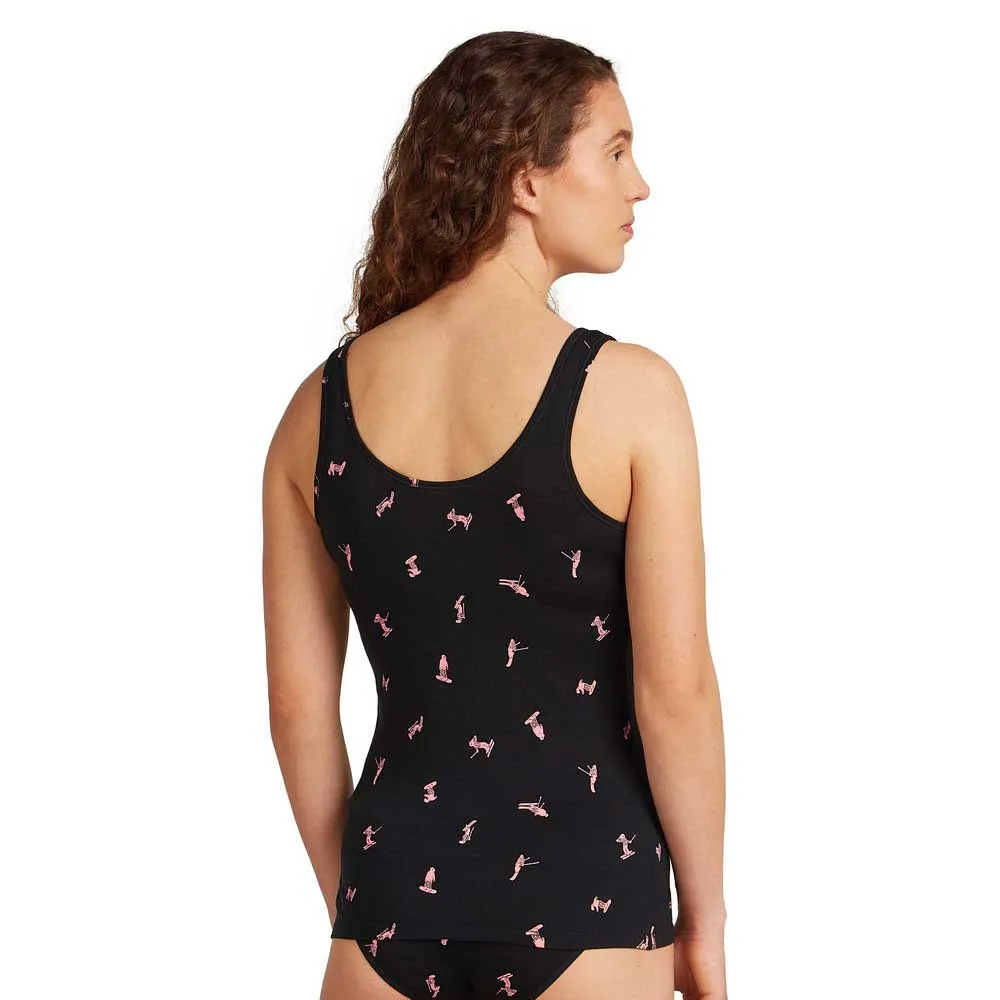 Icebreaker Merino 150 Siren Snow Day Ermeløs Baselag, Black / acid pink / aop