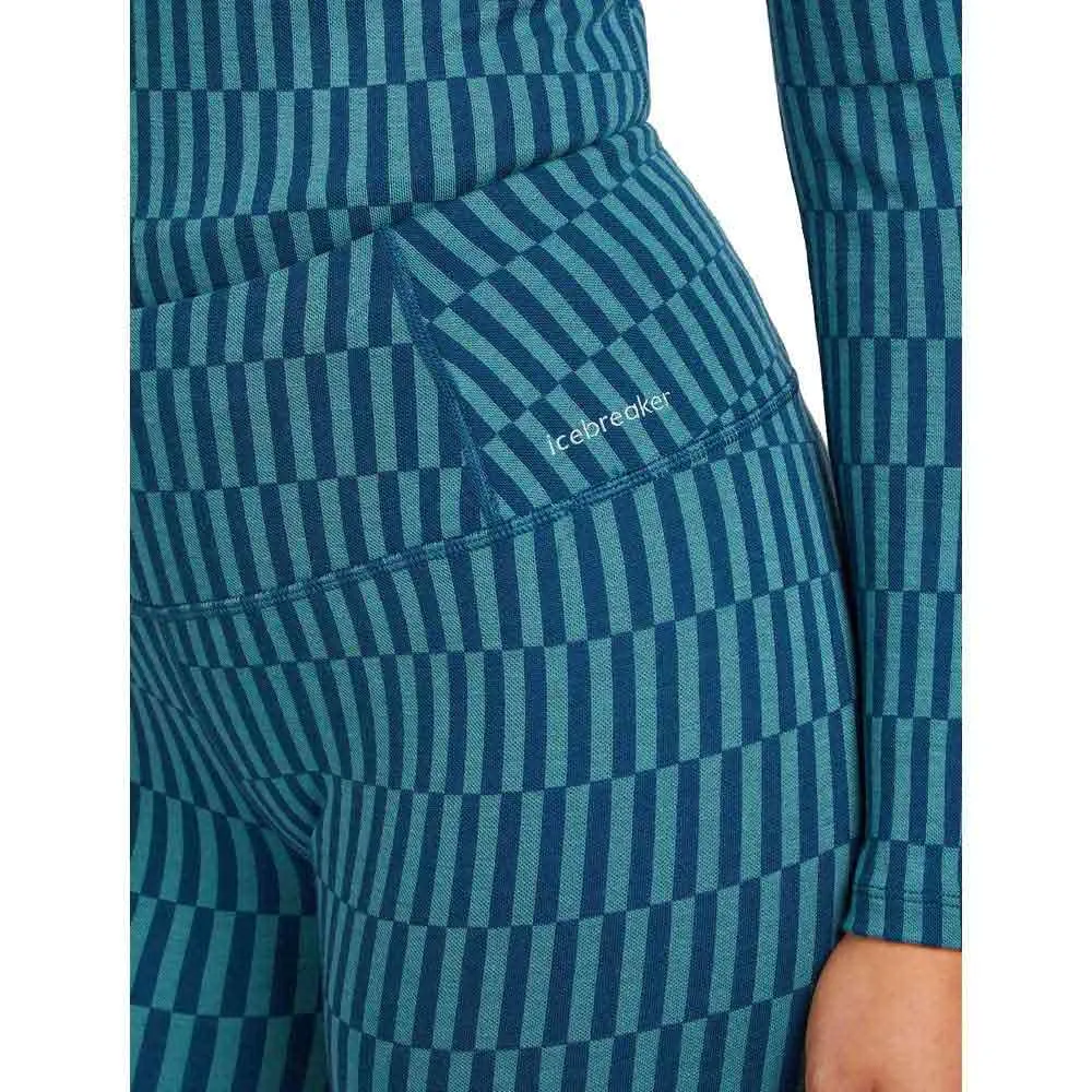 Icebreaker Merino 260 Tech Vertex High Rise Snow Grid Aop Baselagbukser, Topaz / atlantis / j