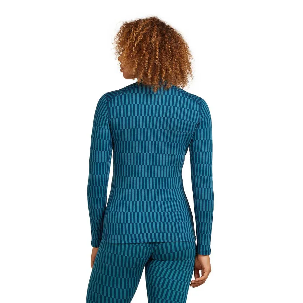 Icebreaker Merino 260 Tech Vertex Snow Grid Aop Langarmet Baselag, Topaz / atlantis / j