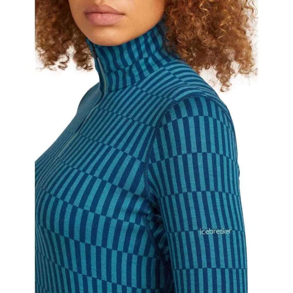 Icebreaker Merino 260 Tech Vertex Snow Grid Aop Langarmet Baselag, Topaz / atlantis / j
