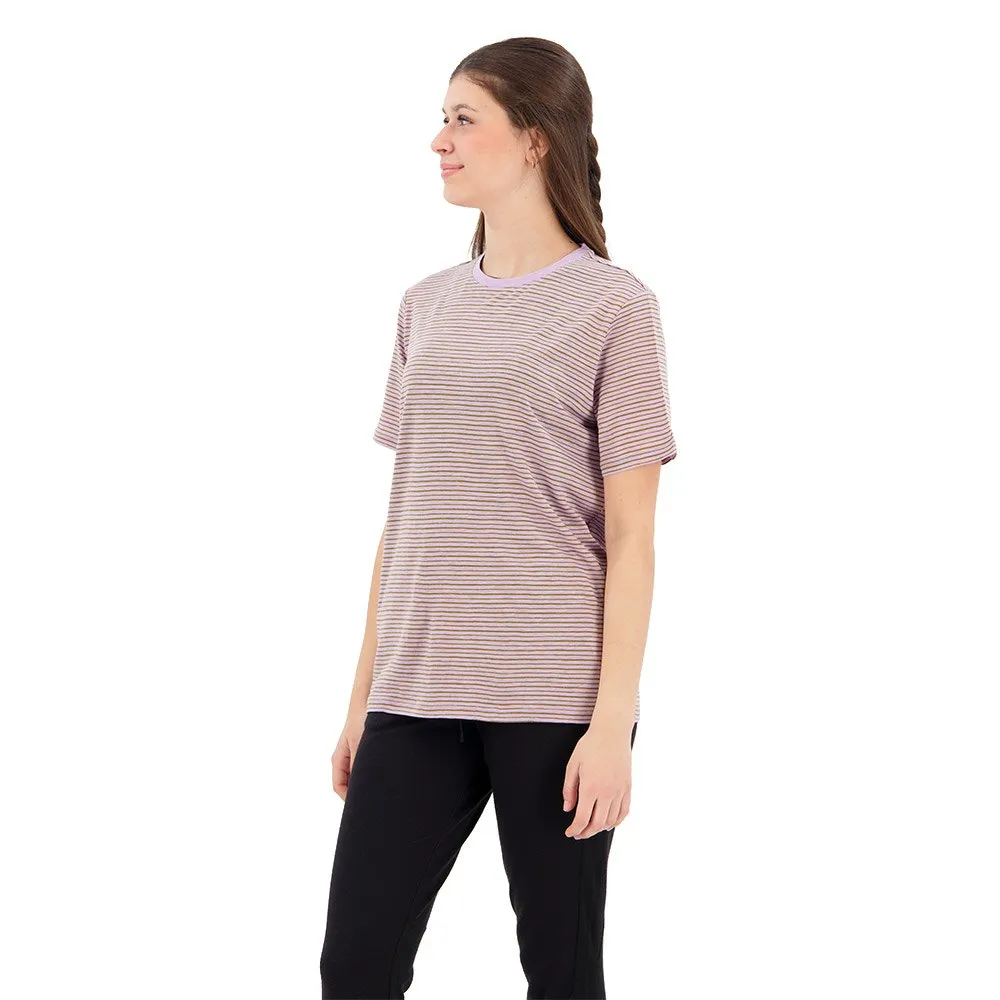 Icebreaker Merino Linen Stripe Kortarmet T-skjorte, Purple gaze / algae / s
