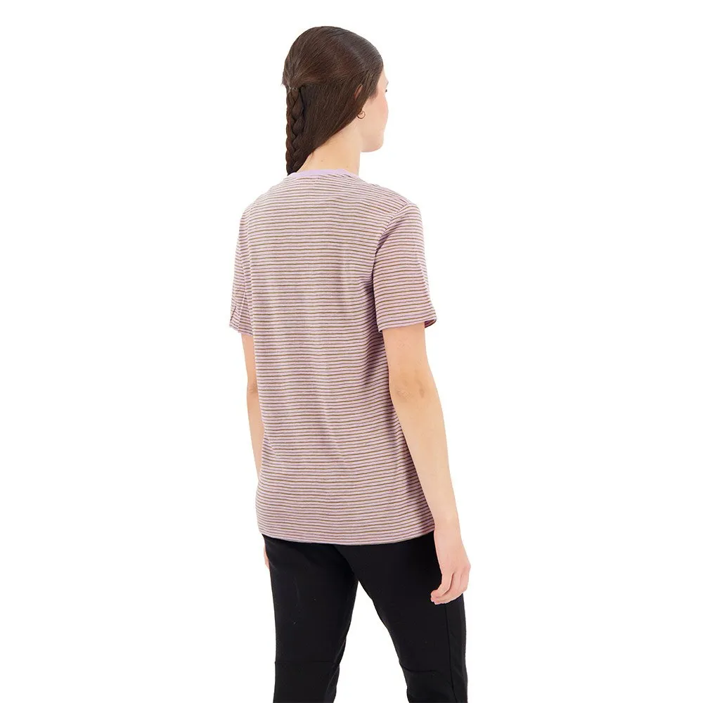 Icebreaker Merino Linen Stripe Kortarmet T-skjorte, Purple gaze / algae / s