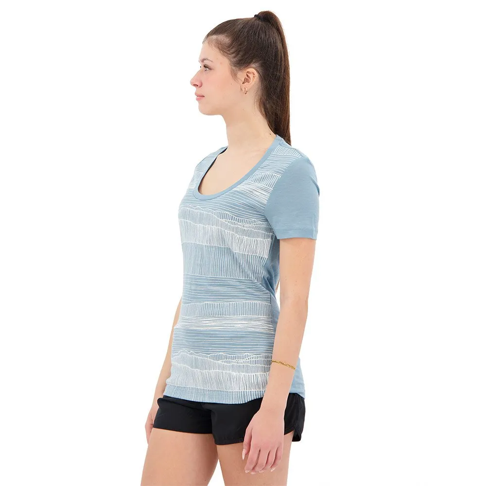 Icebreaker Tech Lite Ii Ss Scoop Tee Reflection Lines Kortarmet T-skjorte, Astral blue