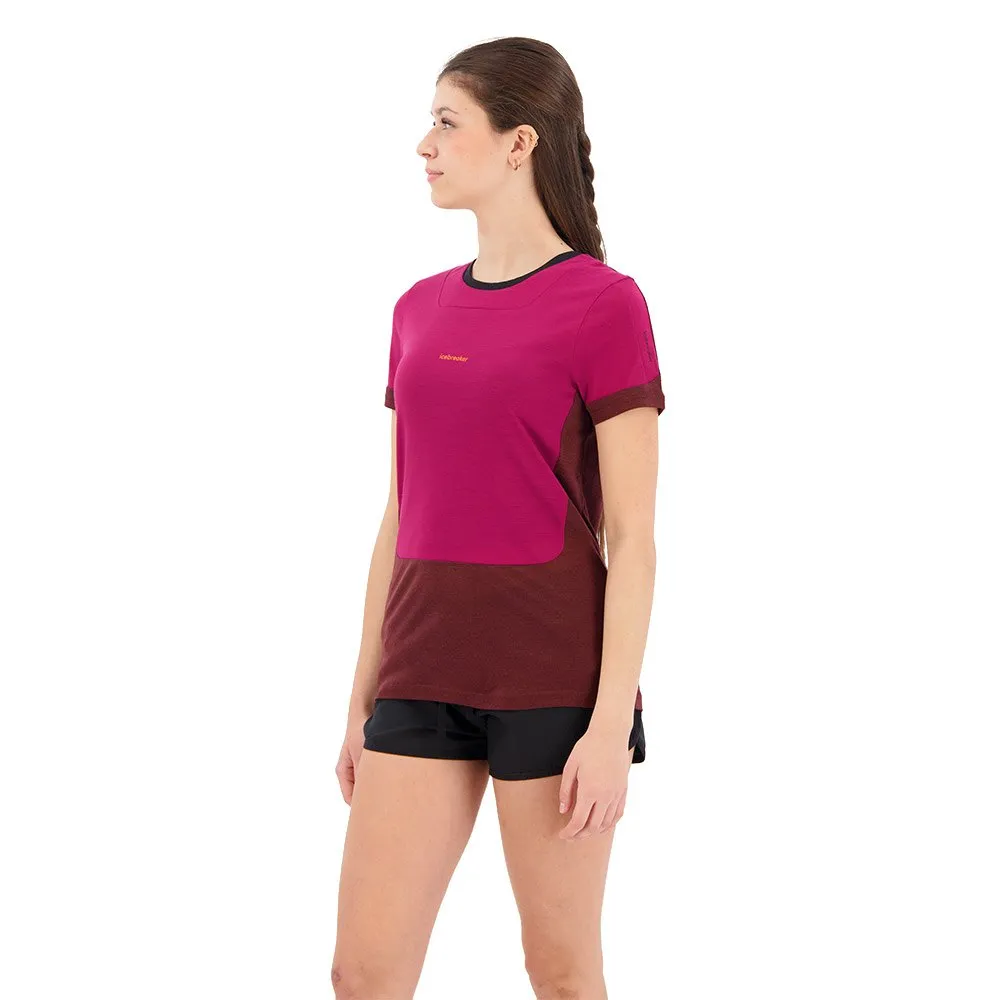 Icebreaker Zone Knit Kortarmet T-skjorte, Cherry / espresso / cb