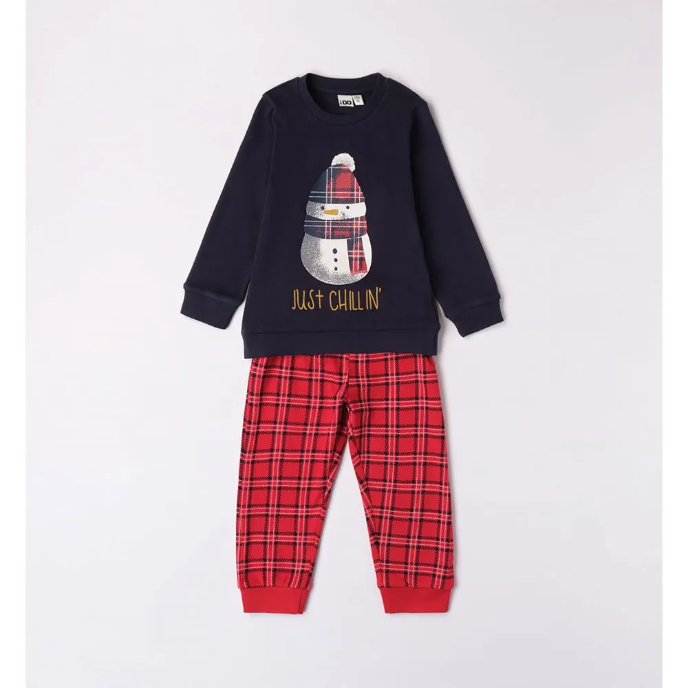 Ido 47504 Pyjamas Med Lange Ermer, Navy, 24MON