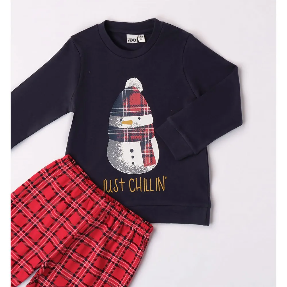 Ido 47504 Pyjamas Med Lange Ermer, Navy, 24MON