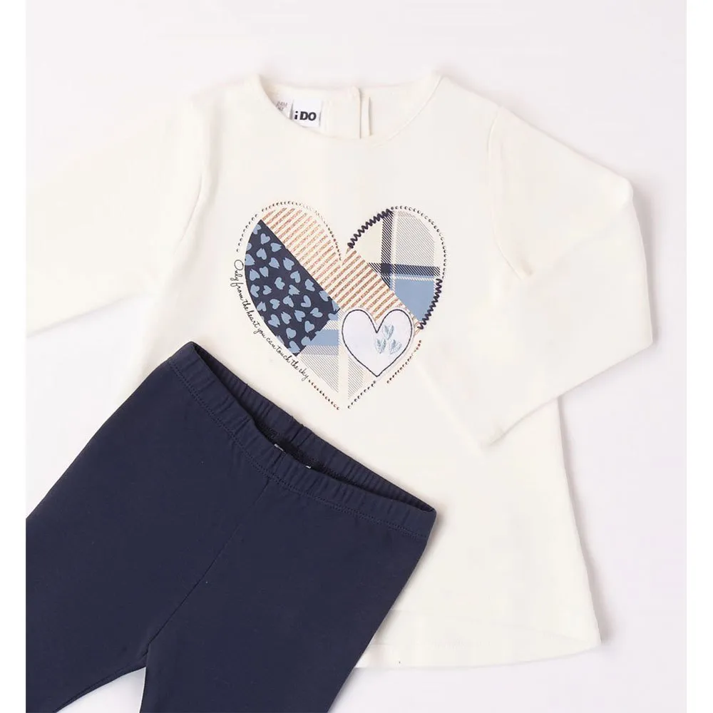 Ido 47623 Langarmet Sett, Cream / blue, 4Y Ido 47623 Langarmet Sett, Cream / blue, 4Y