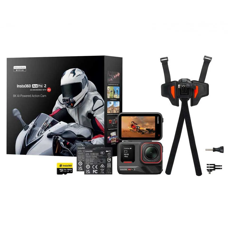 Insta360 Ace Pro 2 Motorcycle Bundle Actionkamera, Black, One Size, EU Plug 220V Insta360 Ace Pro 2 Motorcycle Bundle Actionkamera, Black, One Size, EU Plug 220V
