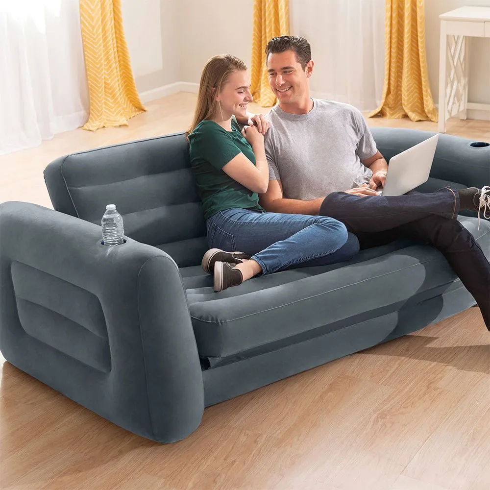 Intex 2-i-1 Oppblåsbar Sovesofa unisex, Grey, 203 x 224 x 66cm