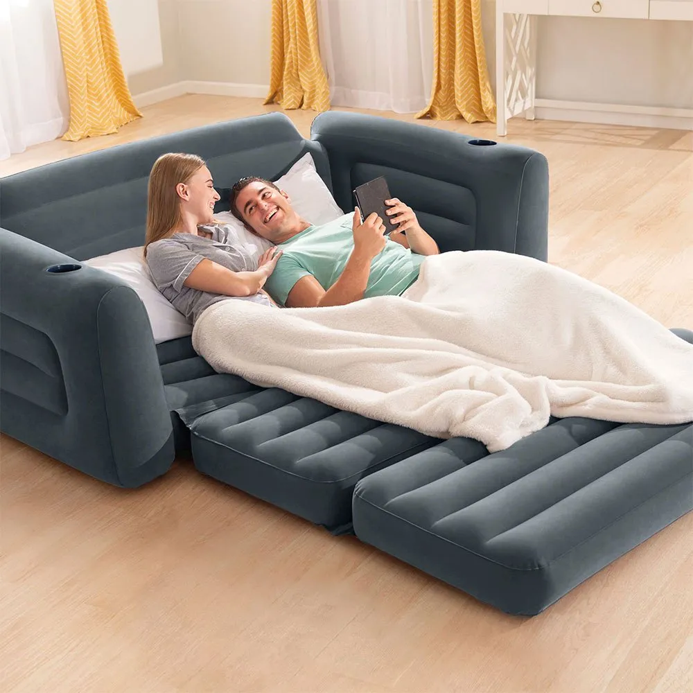 Intex 2-i-1 Oppblåsbar Sovesofa unisex, Grey, 203 x 224 x 66cm
