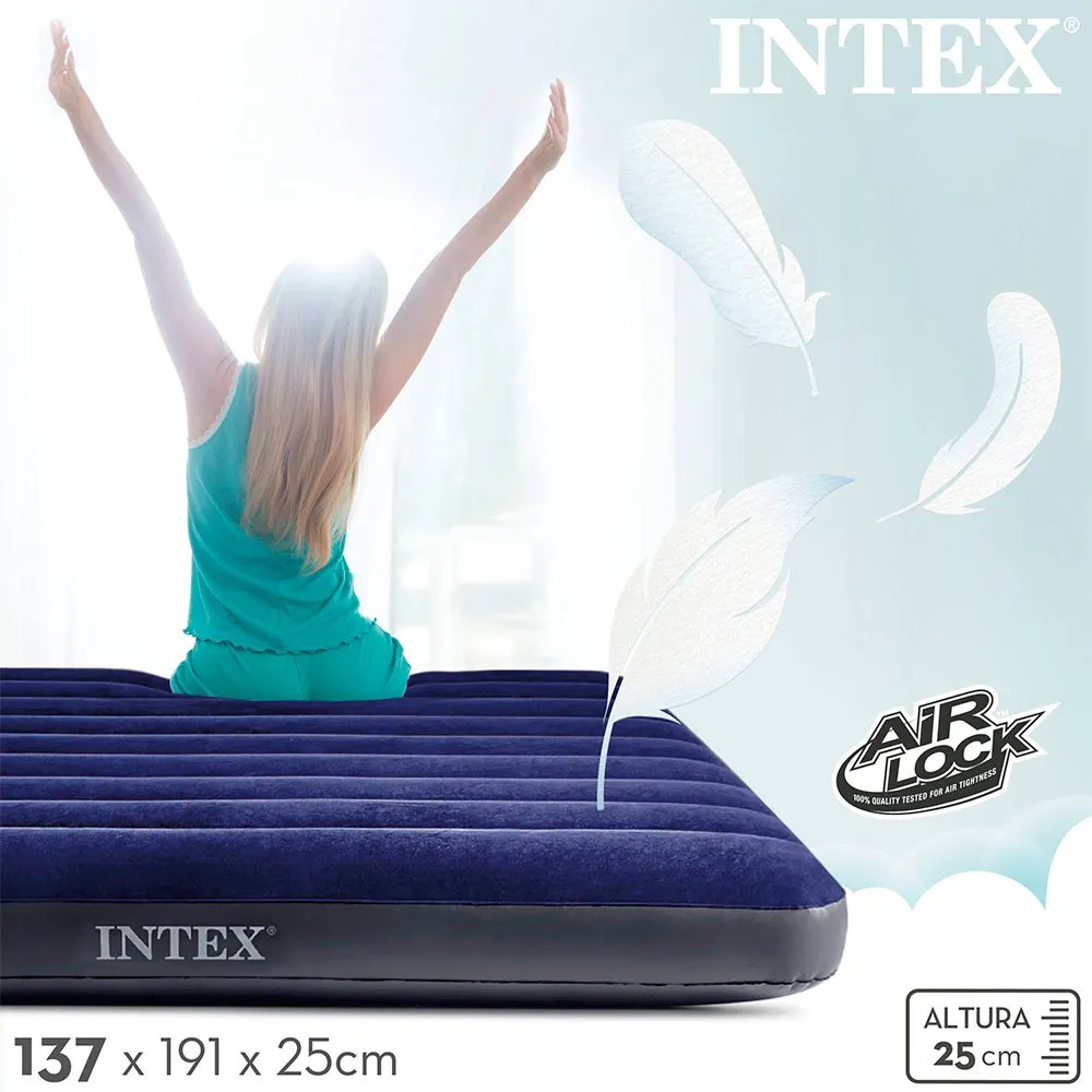 Intex Dura-beam Classic Downy Dobbel Luftmadrass, Blue, 191 x 137 x 25cm